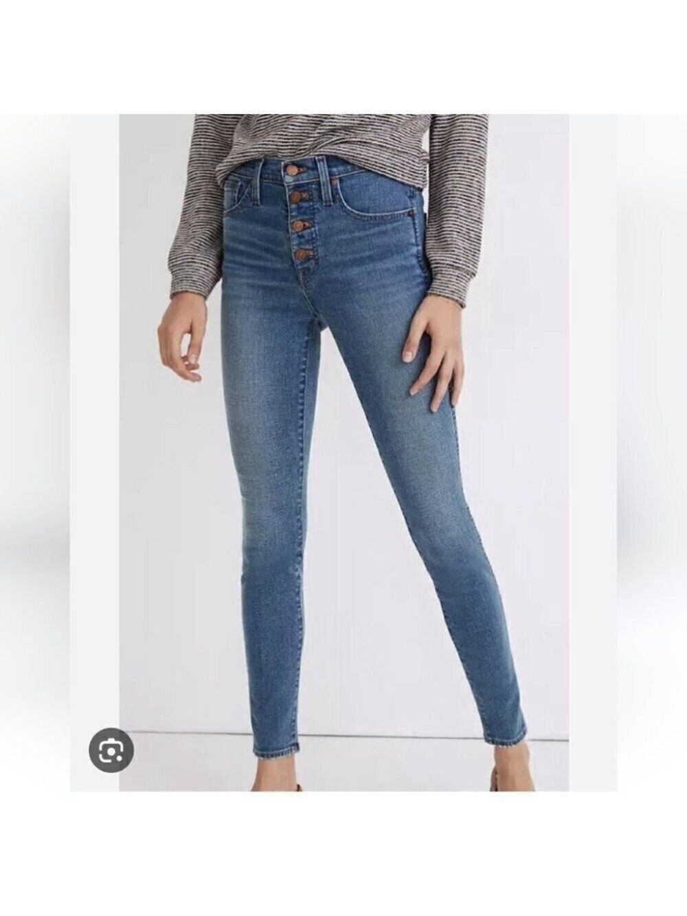 MADEWELL | 10" High Rise Skinny Jeans in Dewitt Wash Button Fly Size 25